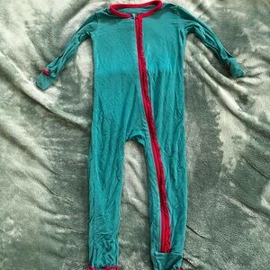 Kickee Pants Teal and Red Kids Footie